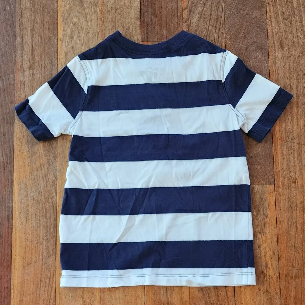 OshKosh B'gosh Toddler Cream/Navy Striped Henley Size 5T